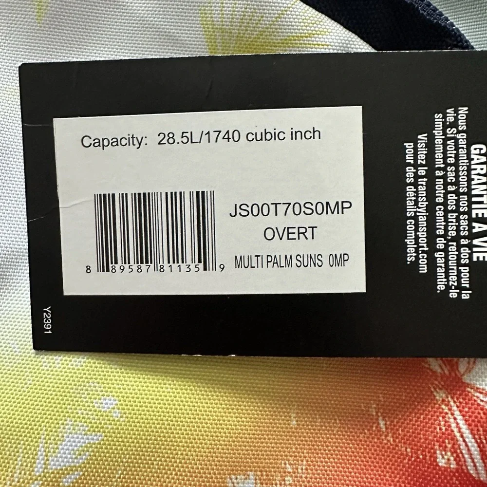 Trans By Jansport Multipalm Sun Backpack With Laptop Sleeve Blue New